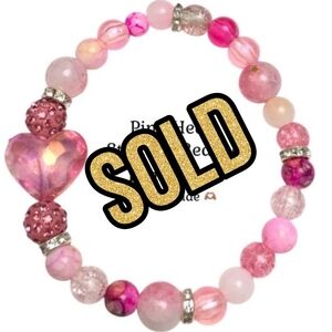 Pink Heart Stretchy Beaded Bracelet 💖